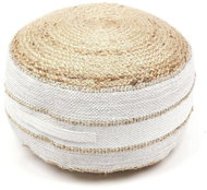 Today Round stool INDIES, jute and cotton, diameter 50 cm, white - Ottoman