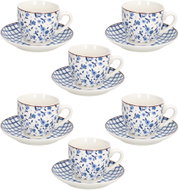 Tognana COTTAGE Blue and White Tea Cups with Saucers, 200ml, Set of 6 - Set of Cups