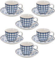 Tognana COTTAGE Coffee Cup and Saucer Set, 6pcs, Blue/White, 80ml - Set of Cups