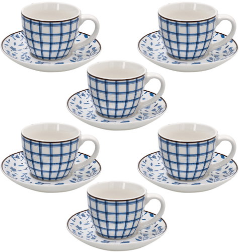 Tognana Set 6 Stk. Kaffeetassen mit Untertassen COTTAGE blau-weiß 80 ml - Tassen-Set - Hauptbild