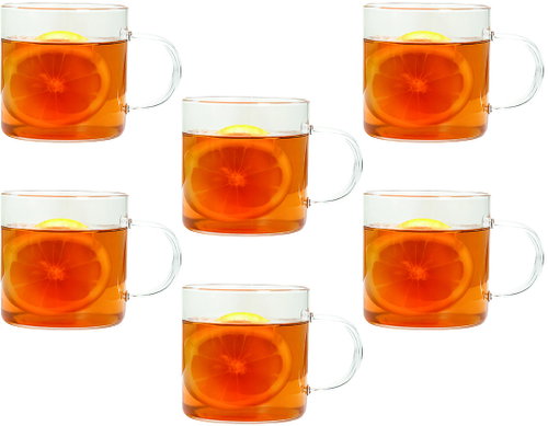 Tognana LYRA Tea/Coffee Cups, Borosilicate Glass, Set of 6, Transparent, 280ml - Set of Cups - Main image