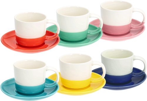 Tognana RAINBOW Set of 6 Teacups and Saucers, Multicolour, 210ml - Set of Cups - Main image
