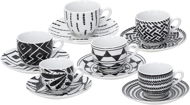 Tognana METROPOLIS MANDALA BLACK Coffee Cup Set with Saucers, 90ml - Set of Cups