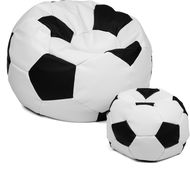 Sedací vak míč XXXL 100 cm + podnožník XL 35 cm bílo/černý - Sedací vak