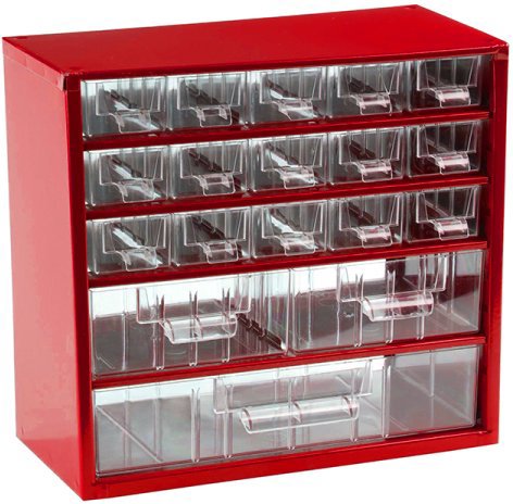 TOKOZ Fiókos rendszerező, 06 / 15S, 2M, 1L - RAL 3002, piros