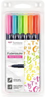 Tombow Sada štětcových fixů Fudenosuke, neonové barvy tvrdost 1 (hard), 6 ks - Fixy
