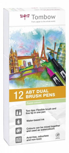 TOMBOW ABT Dual Brush Pen Pastels, double-sided, 12 pcs - Felt Tip Pens - Main image