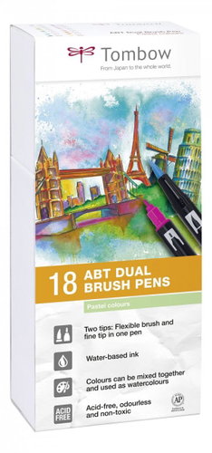 TOMBOW ABT Dual Brush Pen Pastels, double-sided, 18 pcs - Felt Tip Pens - Main image