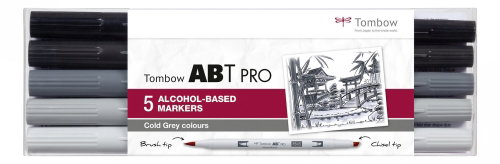 TOMBOW ABT PRO Cold Gray colours double-sided - set of 5 - Felt Tip Pens - Main image