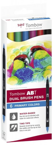 TOMBOW ABT Primary colours double-sided - set of 6 - Felt Tip Pens - Main image