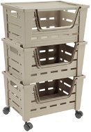 Tontarelli Mobile Stackable Crate with Lid on Wheels 3-tier Cream - Shipping Box