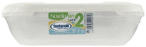 Tontarelli Nuvola 2x2L Rectangular Food Container Transparent/Blue - Food Container Set - Main image