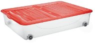 Tontarelli DODO STOCK-BOX with Lid and Wheels 56,4l, Transparent/Red - Storage Box