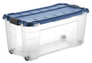 Tontarelli Storage box 4UP with lid and wheels 80 l transparent/blue - Storage Box