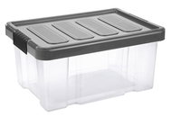 Tontarelli Box PUZZLE CLIP 14L with Lid Transparent/Graphite; 40.5x29xH19cm - Storage Box