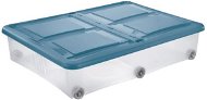 Tontarelli STOCKBOX, fedéllel, kerekek, 61 l, 80×60×18,5 cm, kék/átlátszó - Tároló doboz