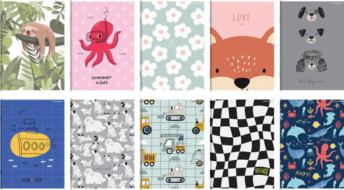 TOP 2000 A5 lined, 32 sheets - mix of motifs (1 pcs) - Exercise Book - Main image