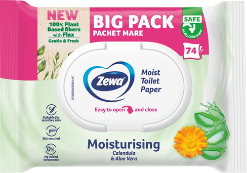 ZEWA Moisturising Big Pack (74 pcs) - Moist toilet paper - Main image