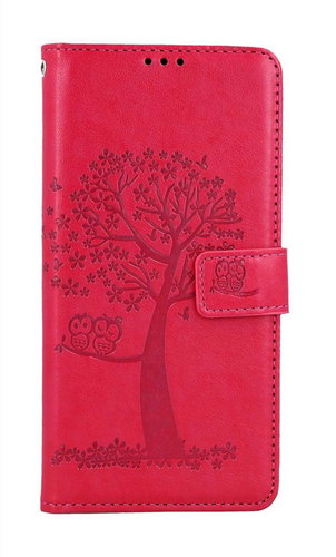 TopQ Pouzdro Xiaomi Redmi Note 12S knížkové Tmavě růžový strom sovičky 106878 - Phone Case - Main image