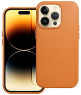 TopQ Kryt Leather iPhone 15 Pro s MagSafe oranžový 105091 - Phone Cover