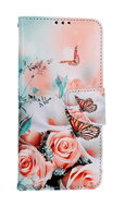 TopQ Pouzdro Xiaomi Redmi Note 12S knížkové Růže s motýlem 107426 - Phone Case