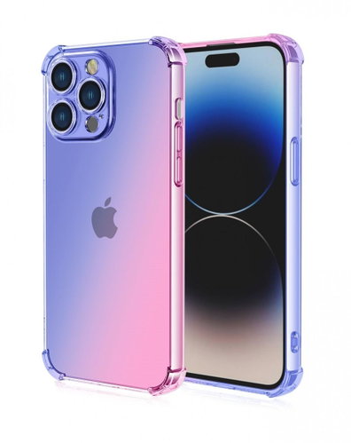 TopQ Kryt iPhone 15 Pro Max Shock duhový modro-růžový 99709 - Phone Cover - Main image