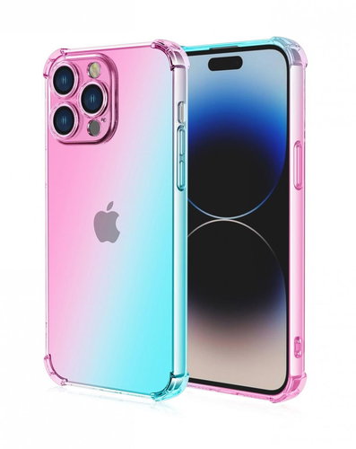 TopQ Kryt iPhone 15 Pro Max Shock duhový mentolovo-růžový 99707 - Phone Cover - Main image