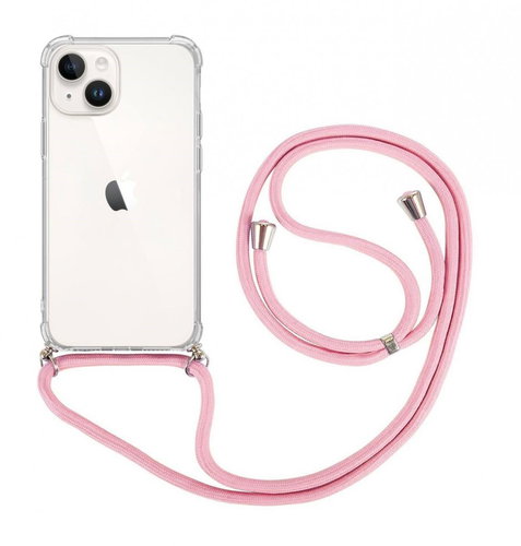 TopQ Kryt iPhone 15 s růžovou šňůrkou průhledný 105216 - Phone Cover - Main image