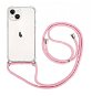 TopQ Kryt iPhone 15 s ružovou šnúrkou priehľadný 105216 - Kryt na mobil