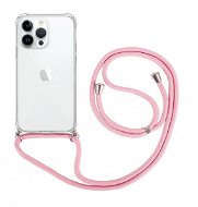 TopQ Kryt iPhone 15 Pro s ružovou šnúrkou priehľadný 105215 - Kryt na mobil