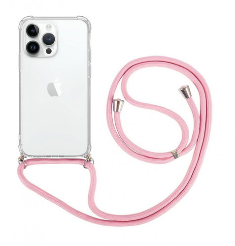TopQ Kryt iPhone 15 Pro s růžovou šňůrkou průhledný 105215 - Phone Cover - Main image