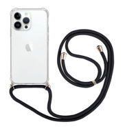 TopQ Kryt iPhone 15 Pro Max s černou šňůrkou průhledný 105213 - Phone Cover