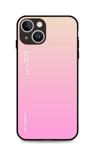 TopQ Kryt LUXURY iPhone 15 pevný duhový meruňkový 105099 - Phone Cover - Main image