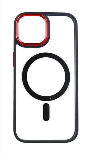 TopQ Kryt Magnetic iPhone 15 pevný s černo-červeným rámečkem 105286 - Phone Cover - Main image