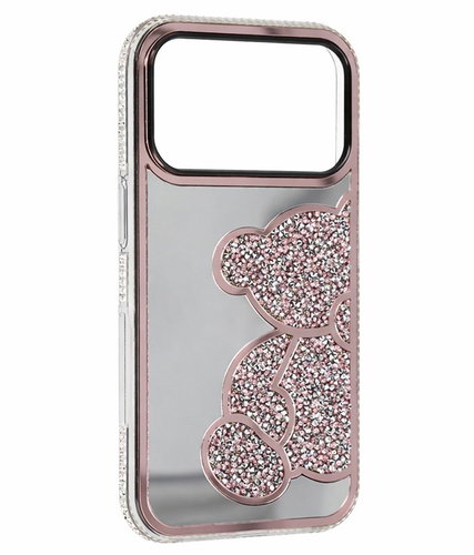 TopQ Teddy Bear Back Case for iPhone 17 Pro Pink - Phone Cover - Main image