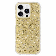 TopQ Zadní kryt Flower pro iPhone 16 Pro zlatý - Phone Cover