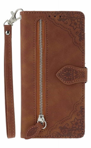 TopQ Wallet Case for Xiaomi Redmi 15 with Zip Brown - Phone Case - Main image