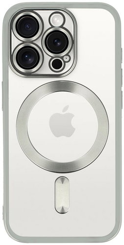 TopQ Metallic MagSafe Back Cover for iPhone 16 Pro Silver - Phone Cover - Main image