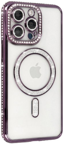 TopQ Bling Magsafe Back Cover for iPhone 16 Pro Purple - Phone Cover - Main image
