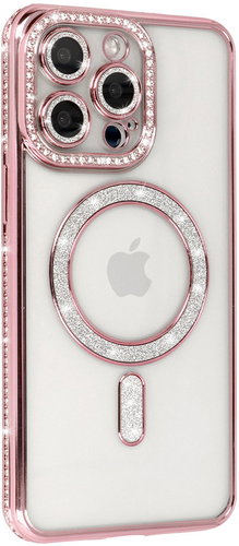 TopQ Bling Magsafe Back Cover for iPhone 16 Pro Max Pink - Phone Cover - Main image
