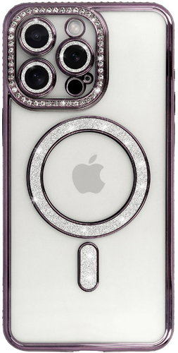 TopQ Bling Magsafe Back Cover for iPhone 15 Pro Purple - Phone Cover - Main image