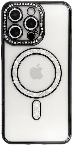TopQ Bling Magsafe Back Cover for iPhone 15 Pro Black - Phone Cover - Main image
