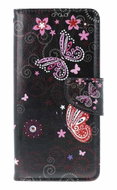 TopQ Pouzdro Design Xiaomi Redmi Note 14 Knížkové Fialoví motýlci černé - Phone Case