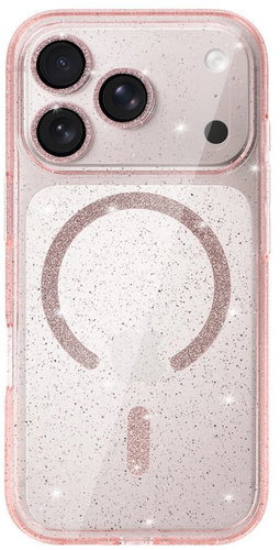 TopQ Glitter Magsafe Back Cover for iPhone 17 Pro Pink Clear - Phone Cover - Main image