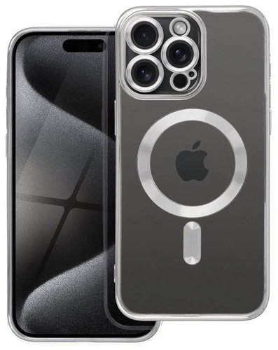 TopQ Kryt Electro iPhone 15 Pro Max MagSafe se stříbrným rámečkem 115612 - Phone Cover - Main image