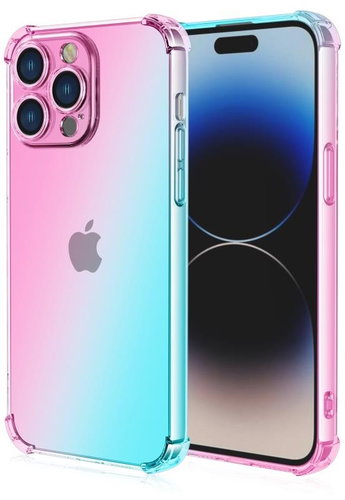TopQ Kryt iPhone 14 Pro Shock duhový mentolovo-růžový 110284 - Phone Cover - Main image