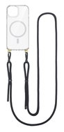TopQ Kryt Strap Mag iPhone 15 Plus s černou šňůrkou průhledný 110946 - Phone Cover
