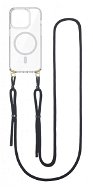 TopQ Kryt Strap Mag iPhone 14 Pro s čiernou šnúrkou priehľadný 110941 - Kryt na mobil