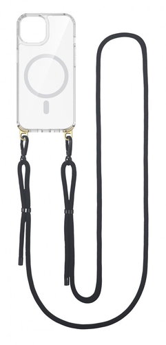 TopQ Kryt Strap Mag iPhone 12 Pro Max s černou šňůrkou průhledný 110939 - Phone Cover - Main image