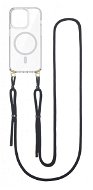 TopQ Kryt Strap Mag iPhone 14 Pro Max s čiernou šnúrkou priehľadný 110937 - Kryt na mobil